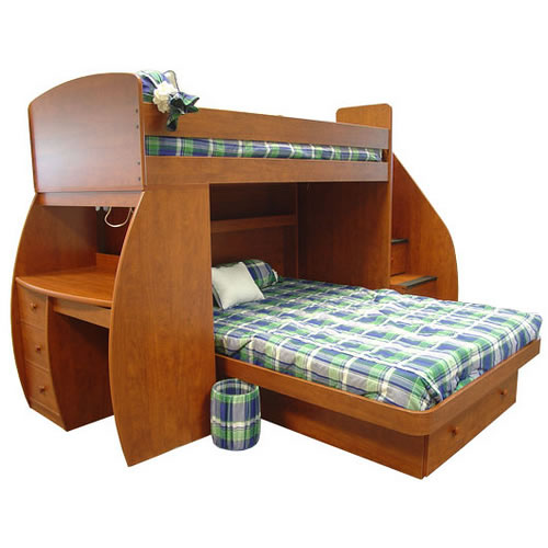 Berg Sierra Space Saver Twin Over Full Loft Bed With Desk And Stairs