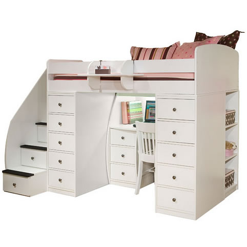 Berg Sierra Twin Loft with 2 Chests, Desk and Stairs