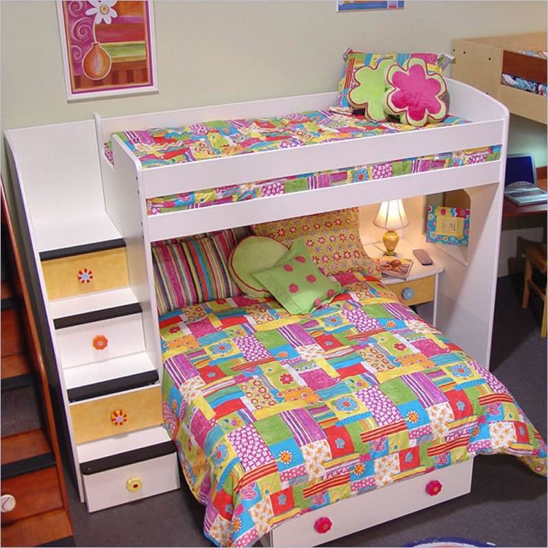 girly bunk beds with stairs