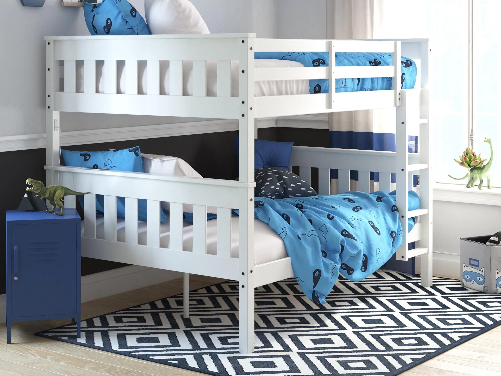 AlmedaCheatham Solid Wood Full Over Full Bunk Bed in white finish.