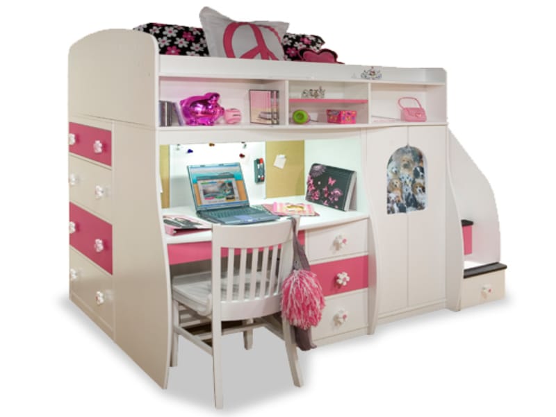 Berg Furniture Play And Study loft bed in white finish.