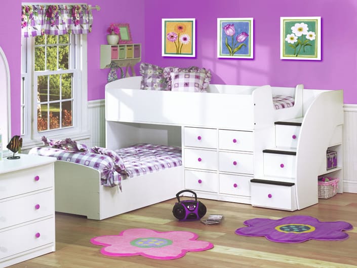 Berg Furniture Sierra Captain's Bed loft bed in white finish.