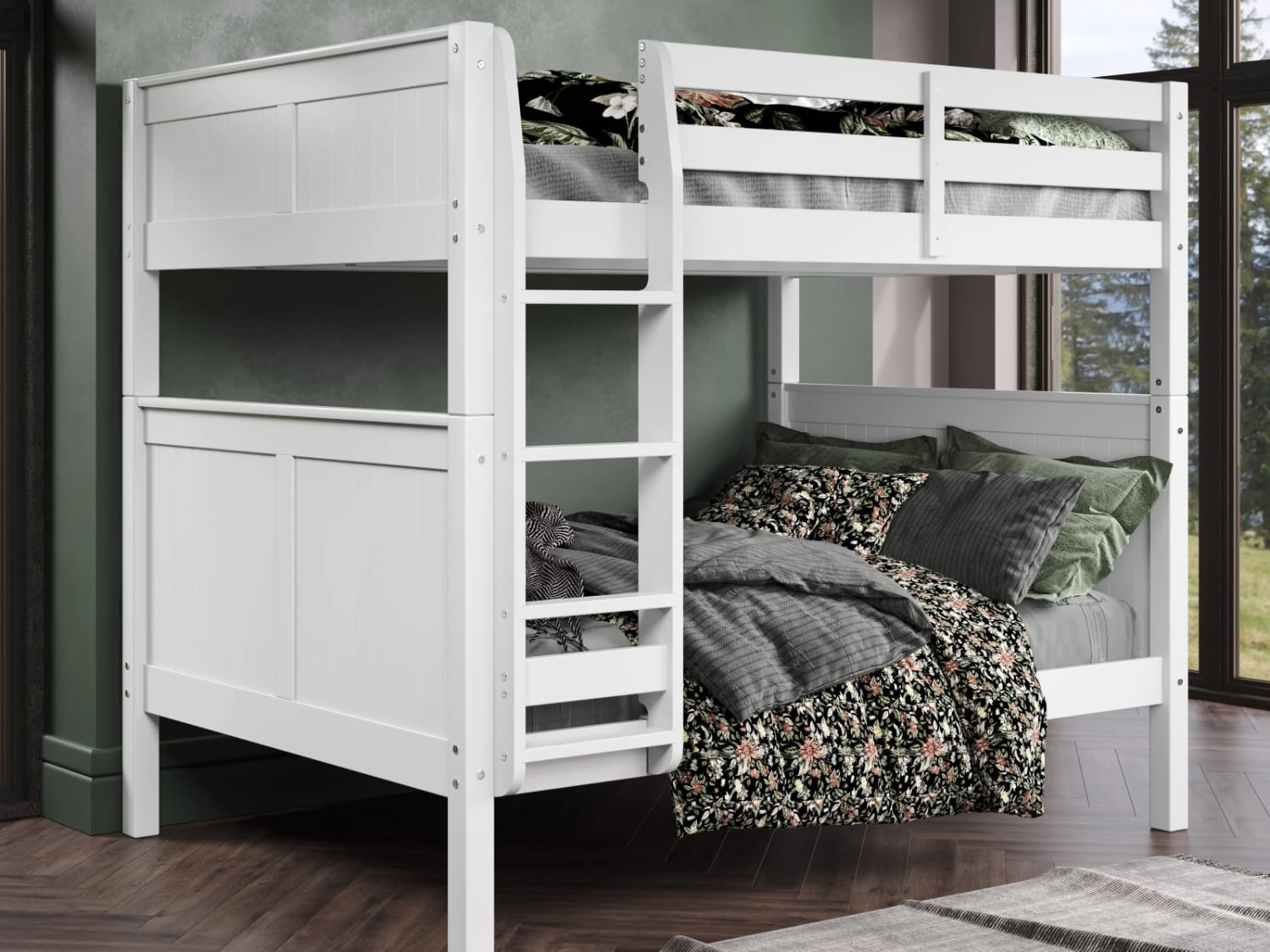 Camaflexi Full Over Full Bunk Bed in white finish.