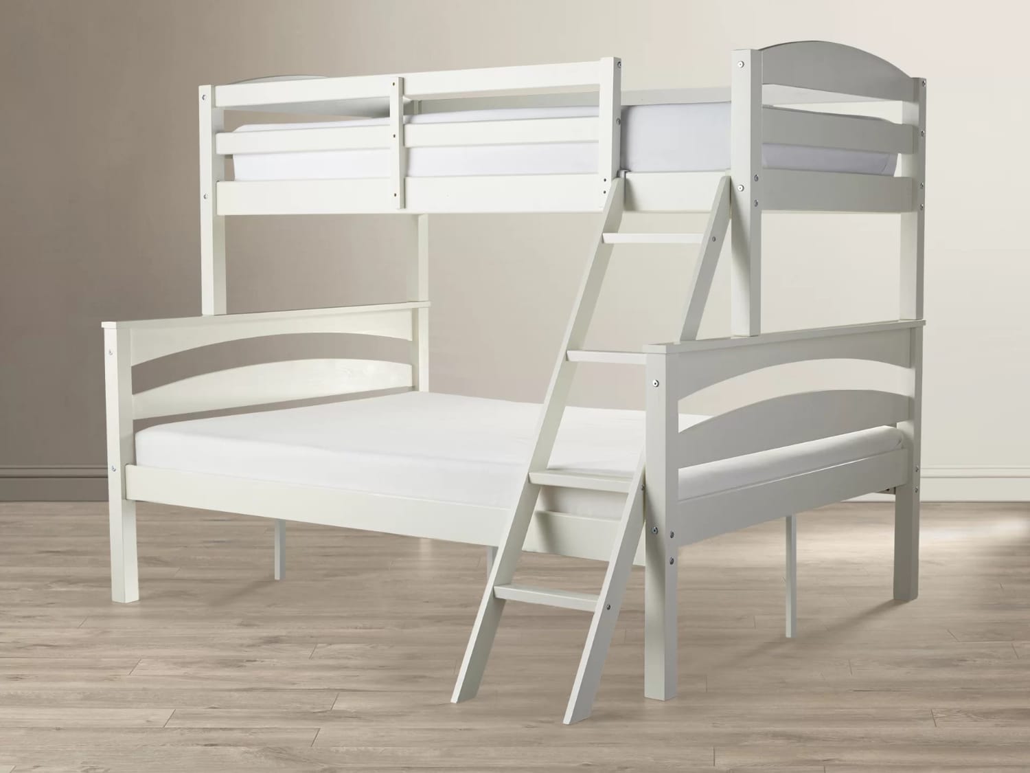 Barnett Twin Over Full Bunk Bed in white finish.