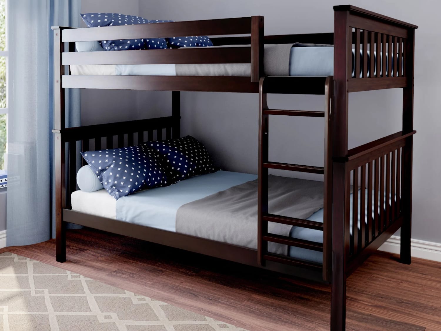 Classic Double Over Double Bunk Bed in espresso finish.