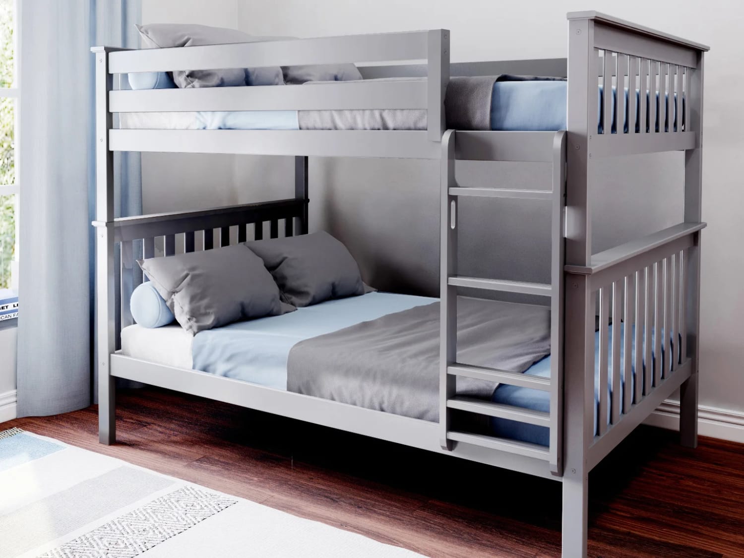 Classic Full Over Full Bunk Bed in gray finish.