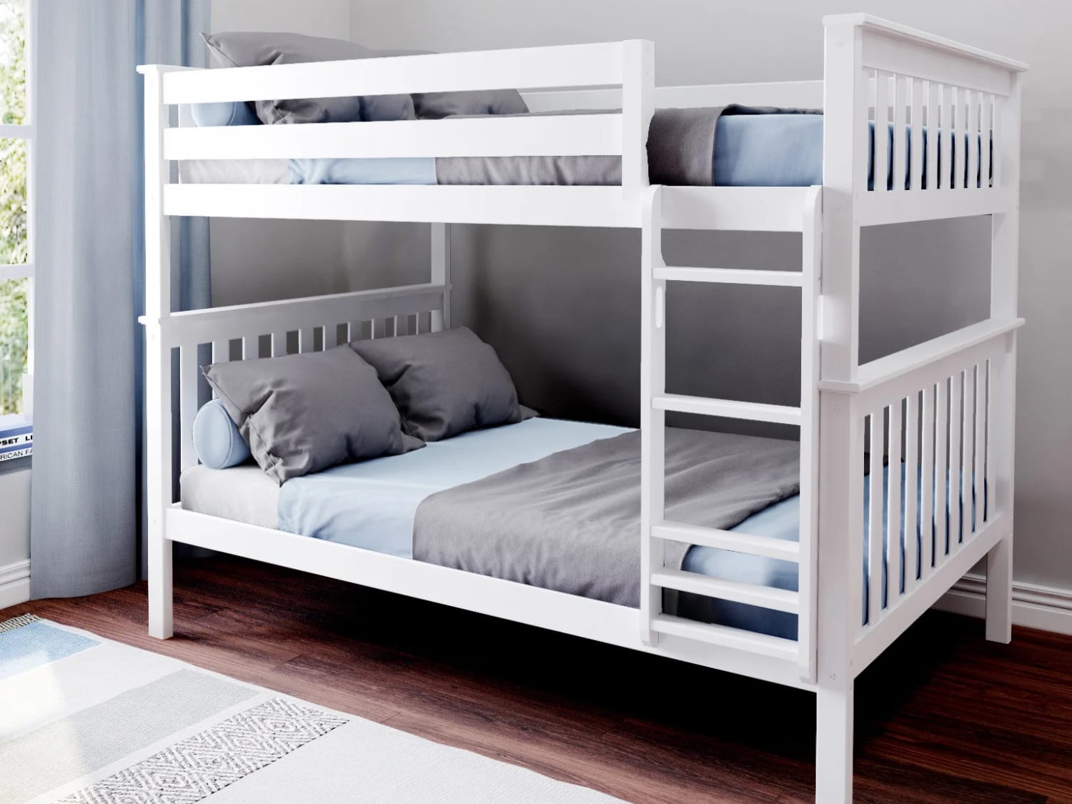 Classic Full Over Full Bunk Bed in white finish.