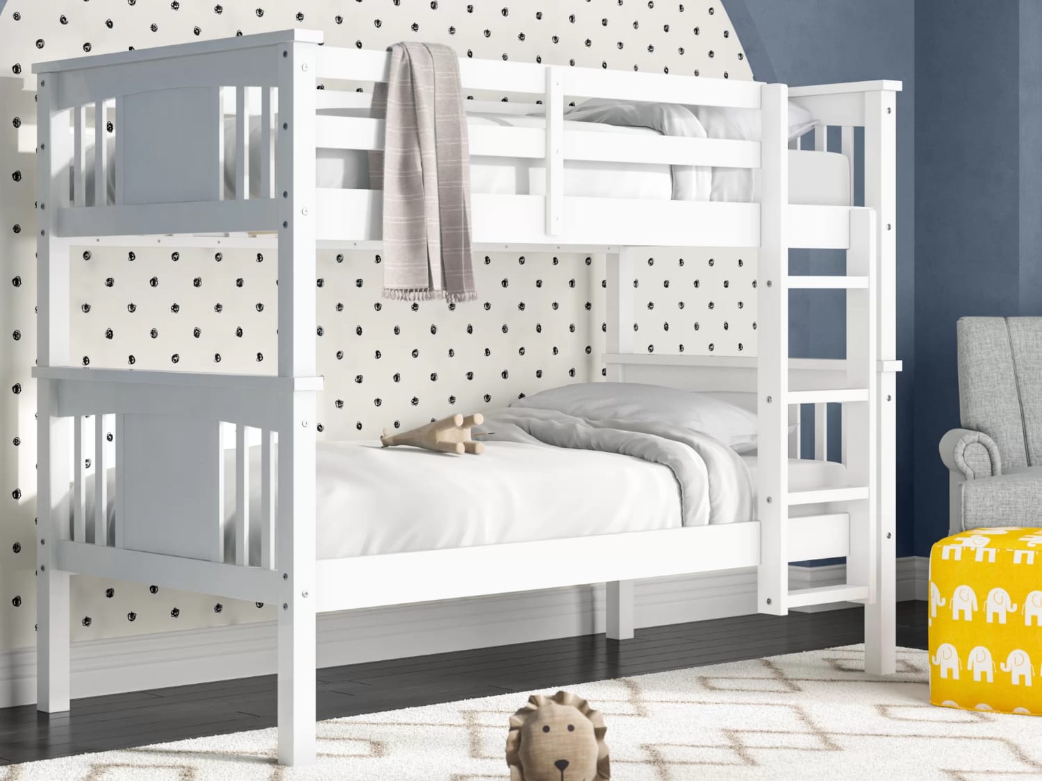 Alimi Twin Over Twin White Bunk Bed.