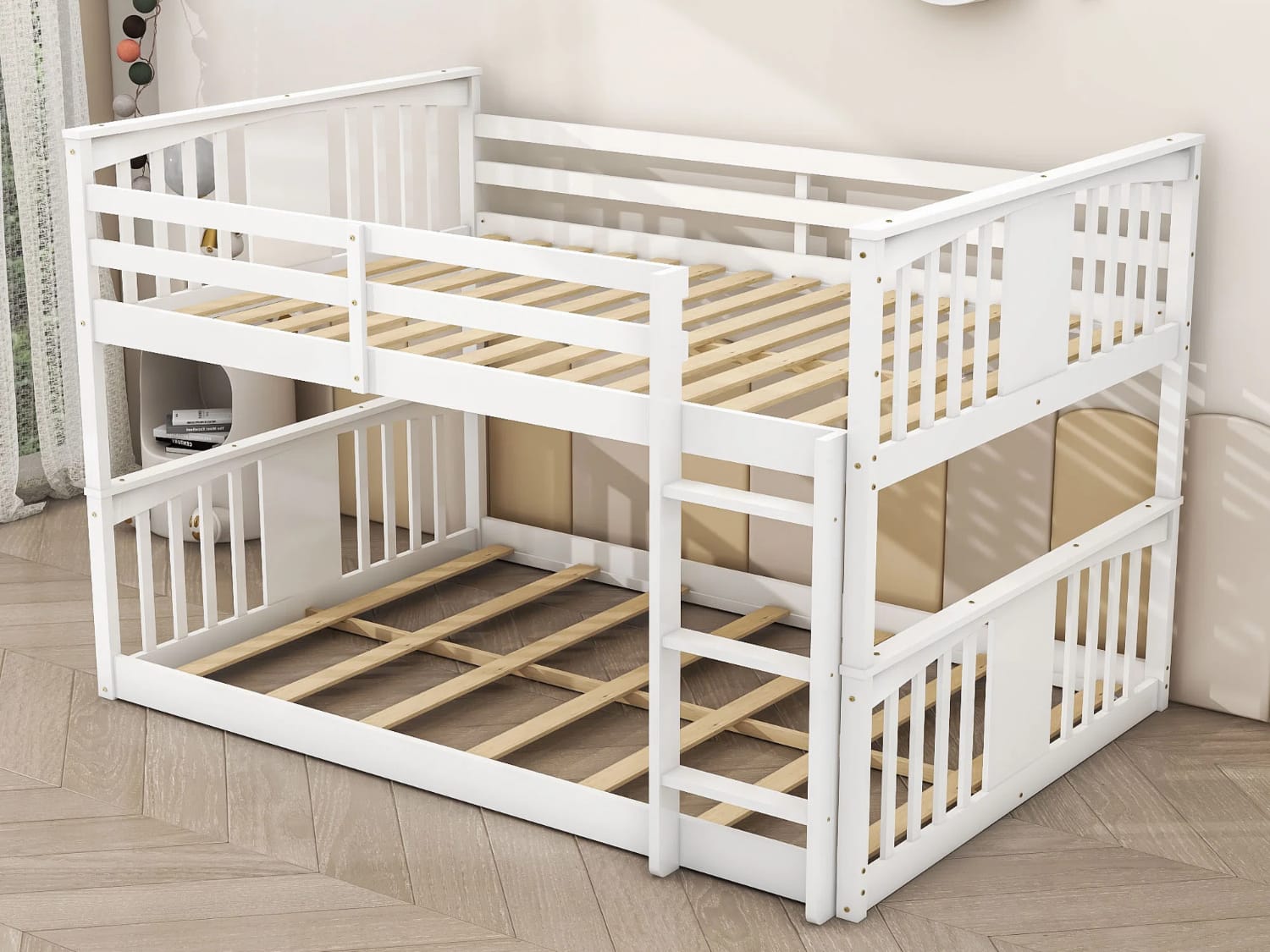 Bailey Joe Full Over Full Low Height Bunk bed in white finish.