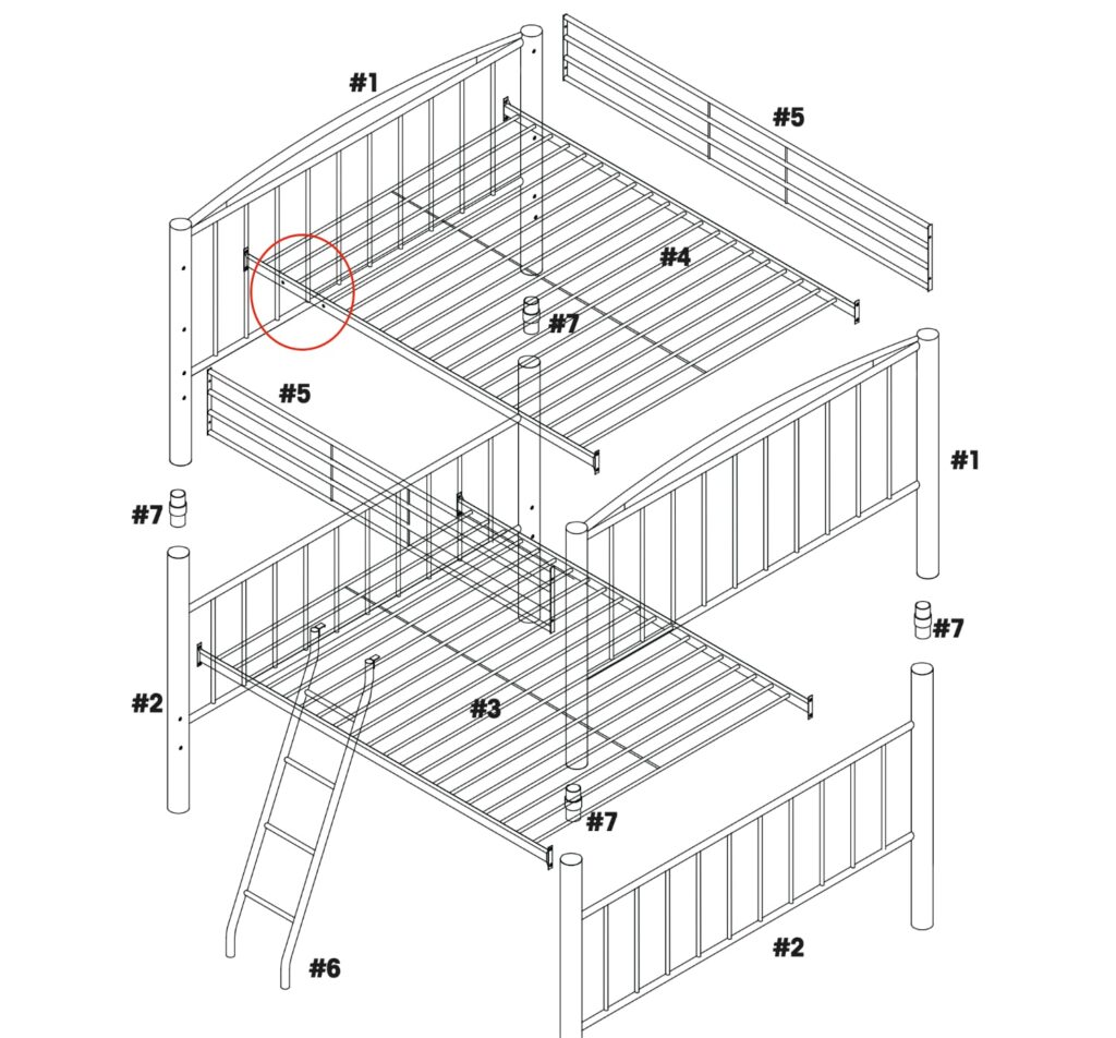 Powell Heavy Duty Metal Bunk Bed - parts.